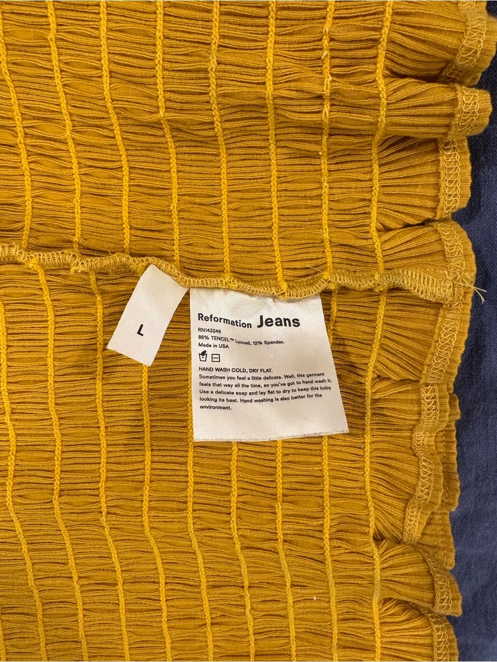 Reformation Smocked Ruffle Crop Top - Mustard - Picture 4 of 4